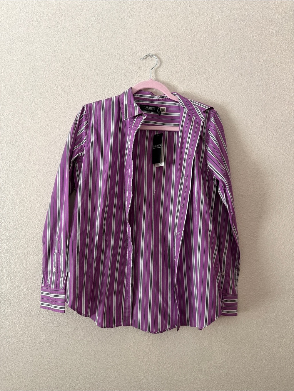 Lauren Ralph Lauren Purple Striped Button-Down Shirt